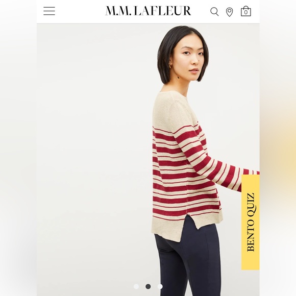 M.M. LaFleur The Samara Sweater - navy/cream Knit Linen size L - Picture 4 of 15